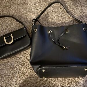 Two black leather bag bundle